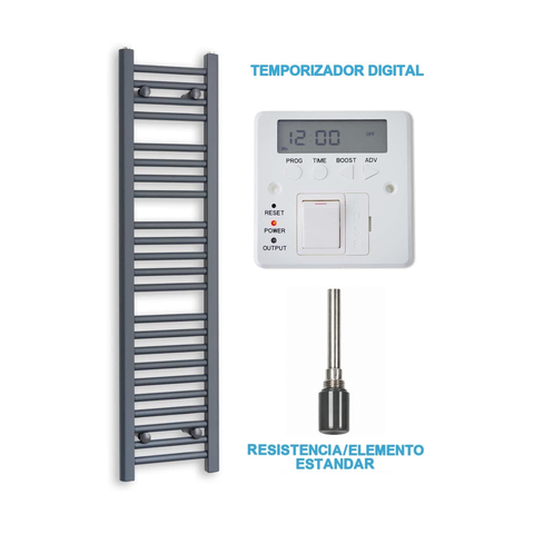 Radiador Toallero Eléctrico Antracita 300mm de Ancho · Precargado