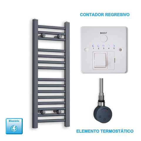 Radiador Toallero Eléctrico Antracita 300mm Ancho - Precargado