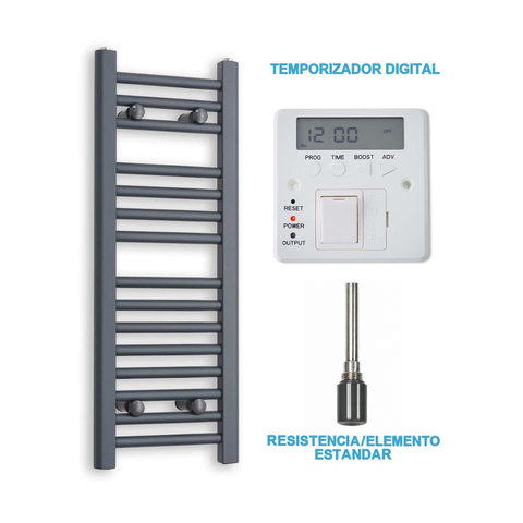 Radiador Toallero Eléctrico Antracita 300mm de Ancho · Precargado