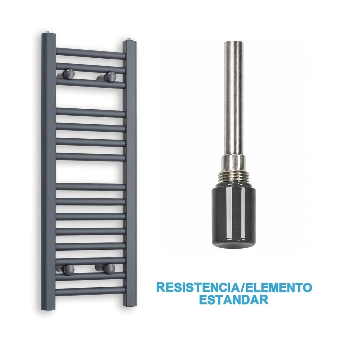 Radiador Toallero Eléctrico Antracita 300mm de Ancho · Precargado