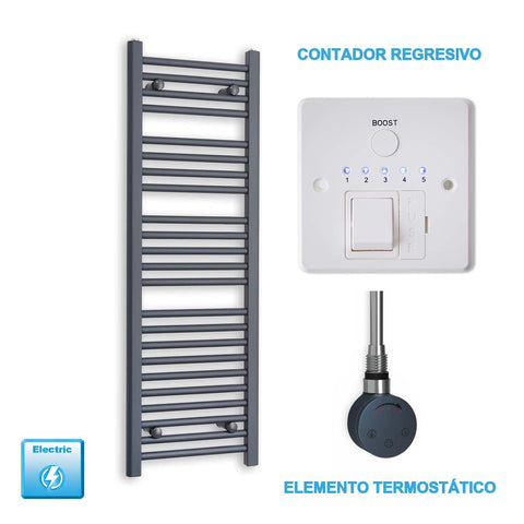 Radiador Toallero Eléctrico Antracita 400mm Ancho - Precargado
