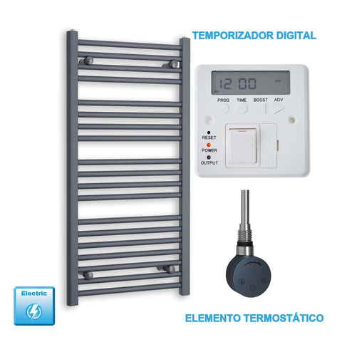 Radiador Toallero Eléctrico Antracita 500mm Ancho - Precargado