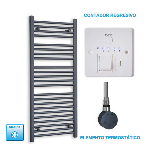 Radiador Toallero Eléctrico Antracita 500mm Ancho - Precargado