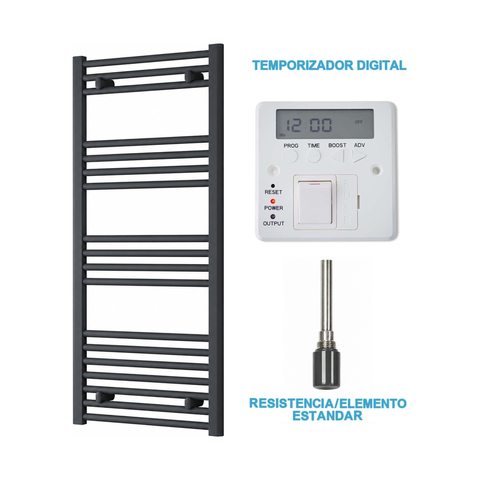 Radiador Toallero Eléctrico Antracita 500mm de Ancho · Precargado