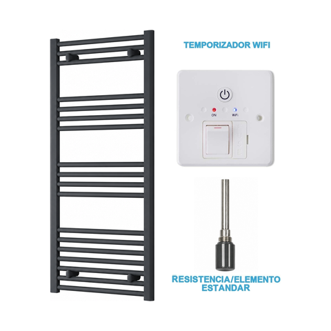 Radiador Toallero Eléctrico Antracita 500mm de Ancho · Precargado