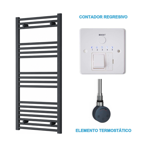 Radiador Toallero Eléctrico Antracita 500mm de Ancho · Precargado