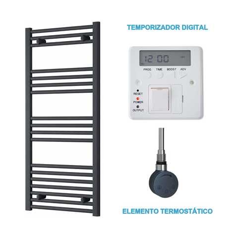 Radiador Toallero Eléctrico Antracita 500mm de Ancho · Precargado