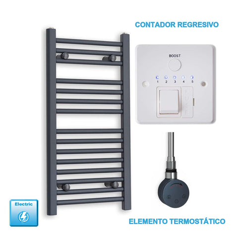 Radiador Toallero Eléctrico Antracita 500mm Ancho - Precargado