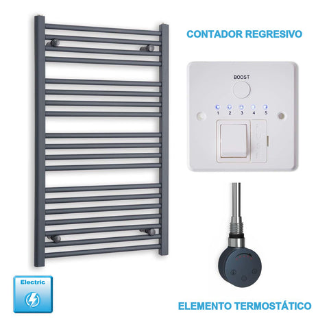 Radiador Toallero Eléctrico Antracita 600mm Ancho - Precargado