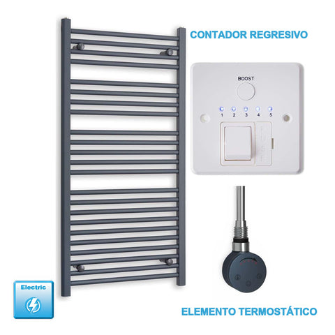 Radiador Toallero Eléctrico Antracita 600mm Ancho - Precargado