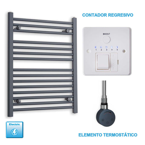 Radiador Toallero Eléctrico Antracita 600mm Ancho - Precargado