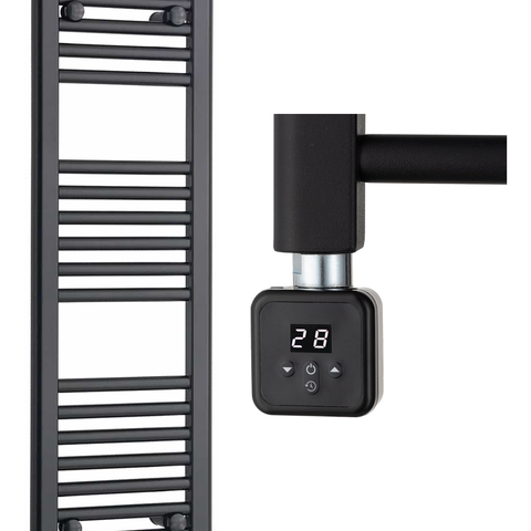 Radiador Toallero Eléctrico Negro 300mm de Ancho · Precargado