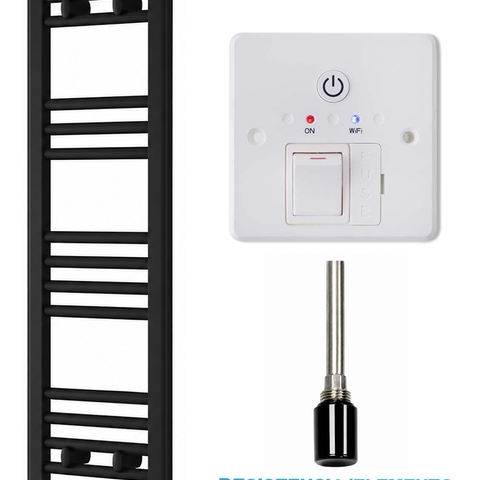 Radiador toallero eléctrico negro 300x1000 mm elemento estándar con temporizador wifi