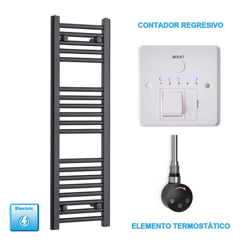 Radiador Toallero Eléctrico Negro 300 mm Ancho - Precargado