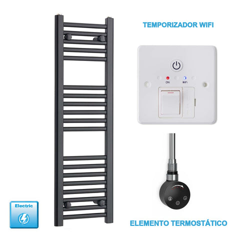 Radiador Toallero Eléctrico Negro 300 mm Ancho - Precargado