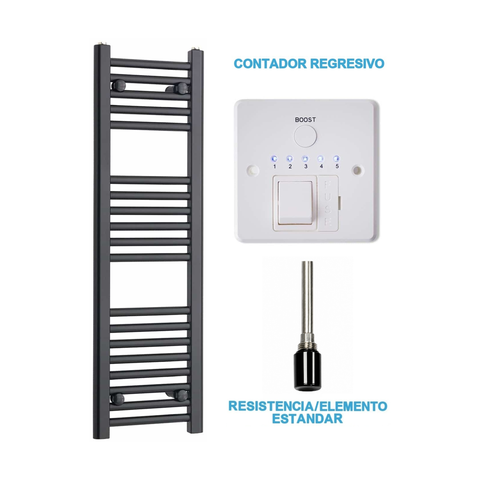 Radiador Toallero Eléctrico Negro 300mm de Ancho · Precargado