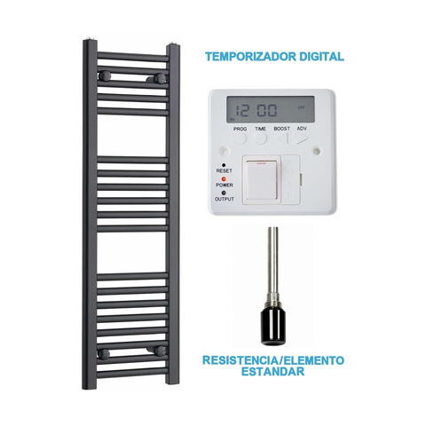 Radiador Toallero Eléctrico Negro 300mm de Ancho · Precargado