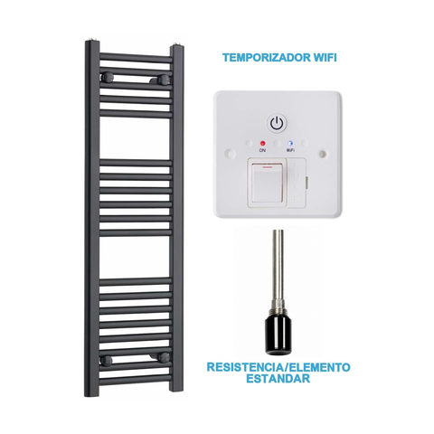Radiador Toallero Eléctrico Negro 300mm de Ancho · Precargado
