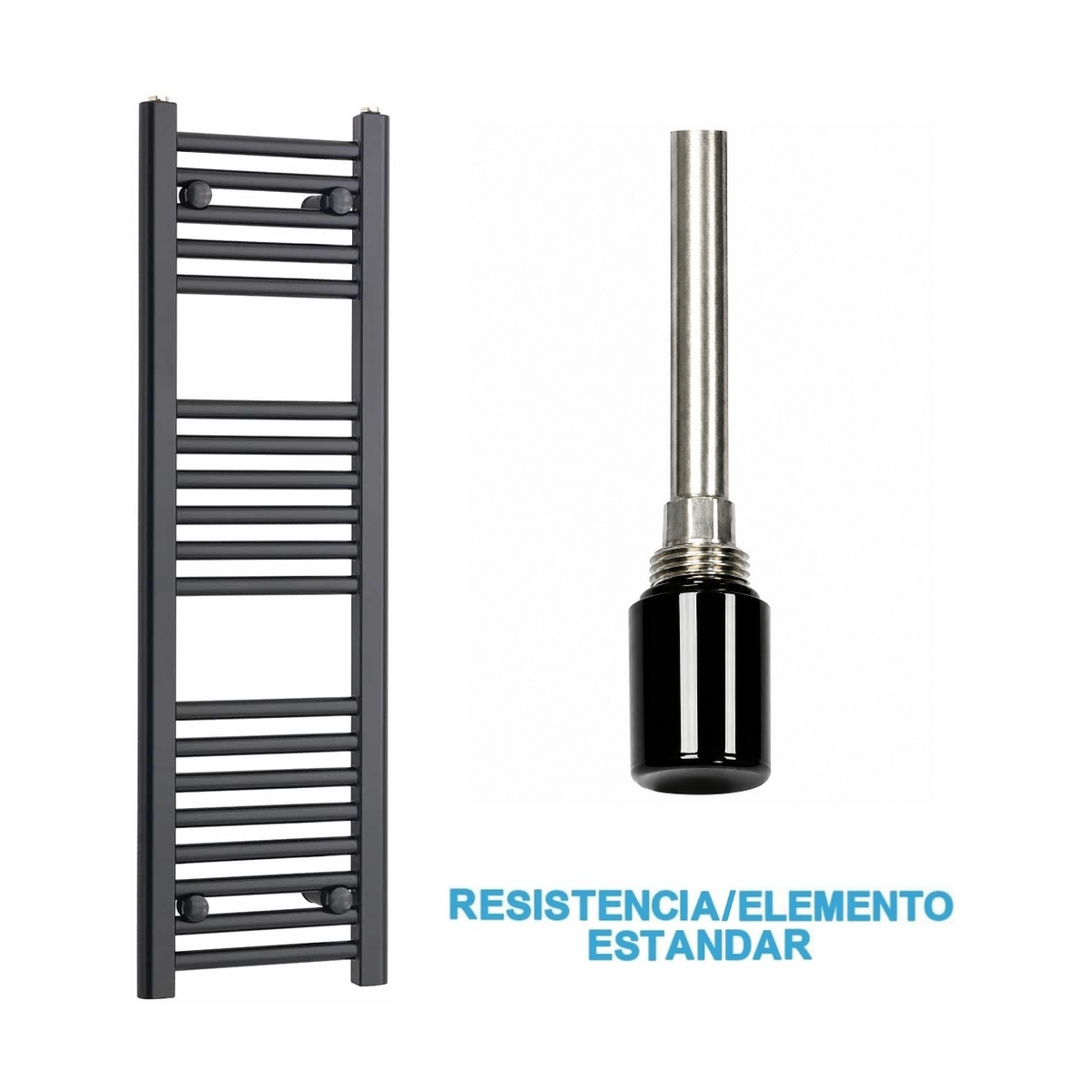 Radiador Toallero Eléctrico Negro 300mm de Ancho · Precargado