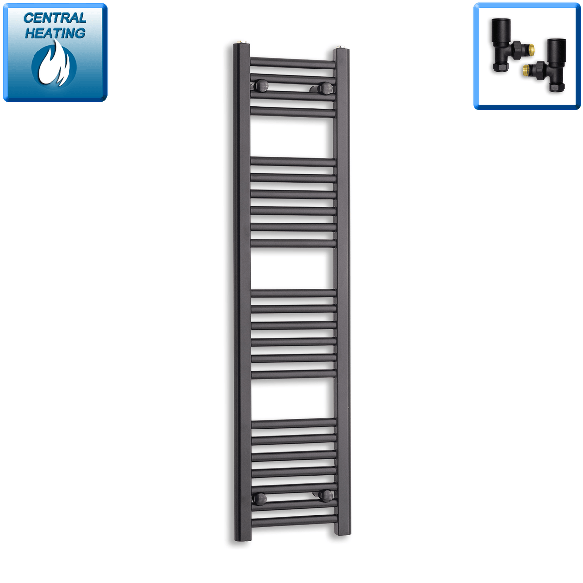 Radiador Toallero Negro 300mm de Ancho Calefacción Central