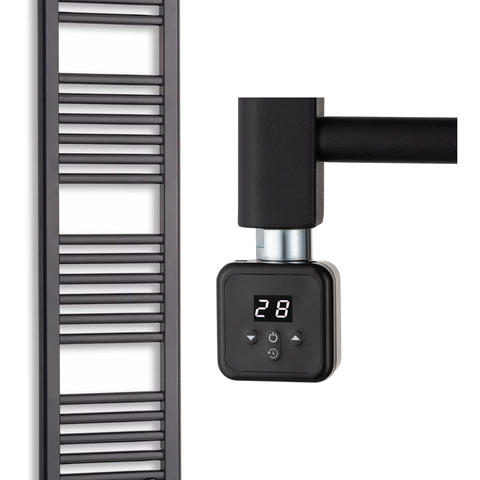 Radiador Toallero Eléctrico Negro 300mm de Ancho · Precargado