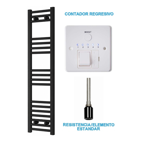Radiador Toallero Eléctrico Negro 300mm de Ancho · Precargado