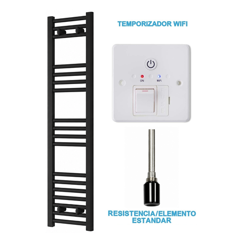 Radiador Toallero Eléctrico Negro 300mm de Ancho · Precargado