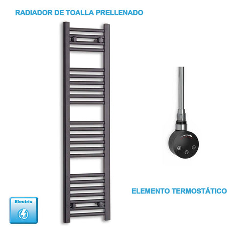 Radiador Toallero Eléctrico Negro 300 mm Ancho - Precargado