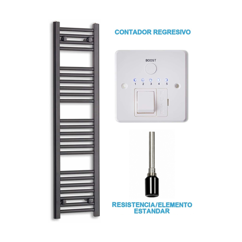 Radiador Toallero Eléctrico Negro 300mm de Ancho · Precargado