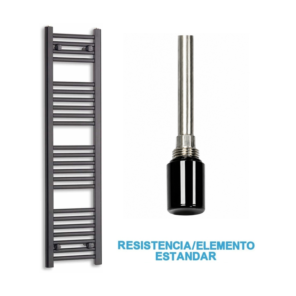 Radiador Toallero Eléctrico Negro 300mm de Ancho · Precargado