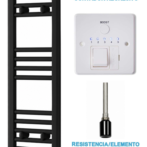 Radiador Toallero Eléctrico Negro 300mm de Ancho · Precargado