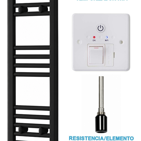 Radiador Toallero Eléctrico Negro 300mm de Ancho · Precargado