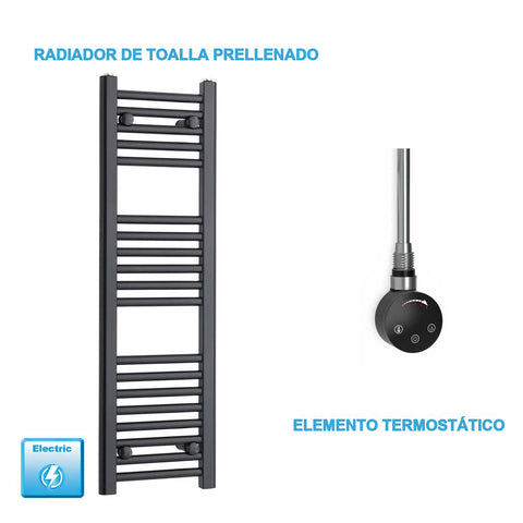 Radiador Toallero Eléctrico Negro 300 mm Ancho - Precargado