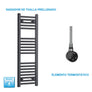 Radiador Toallero Eléctrico Negro 300 mm Ancho - Precargado