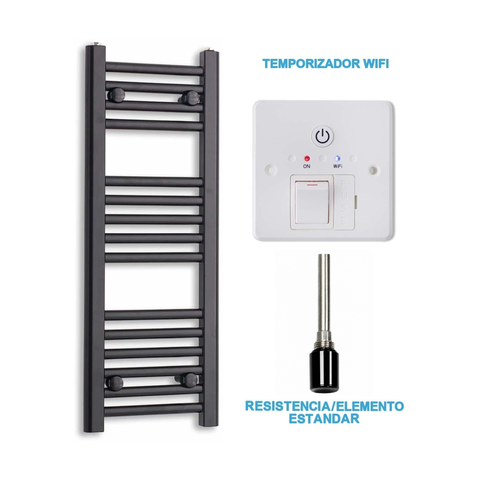 Radiador Toallero Eléctrico Negro 300mm de Ancho · Precargado