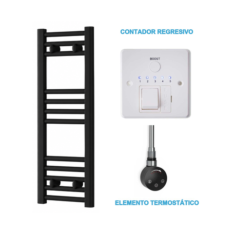Radiador Toallero Eléctrico Negro 300mm de Ancho · Precargado