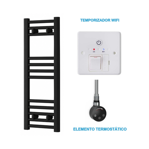Radiador Toallero Eléctrico Negro 300mm de Ancho · Precargado