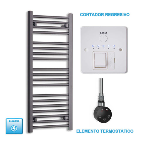 Radiador Toallero Eléctrico Negro 400mm Ancho - Precargado