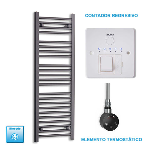 Radiador Toallero Eléctrico Negro 400mm Ancho - Precargado
