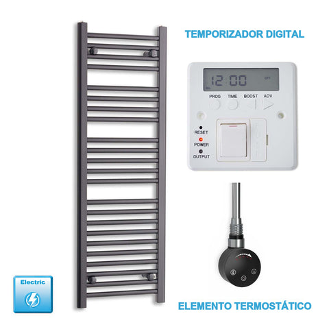 Radiador Toallero Eléctrico Negro 400mm Ancho - Precargado