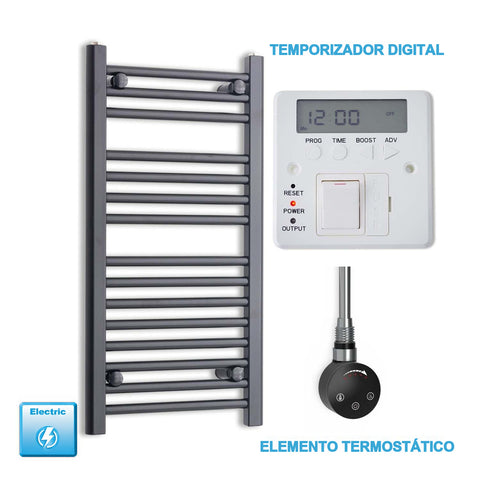 Radiador Toallero Eléctrico Negro 400mm Ancho - Precargado