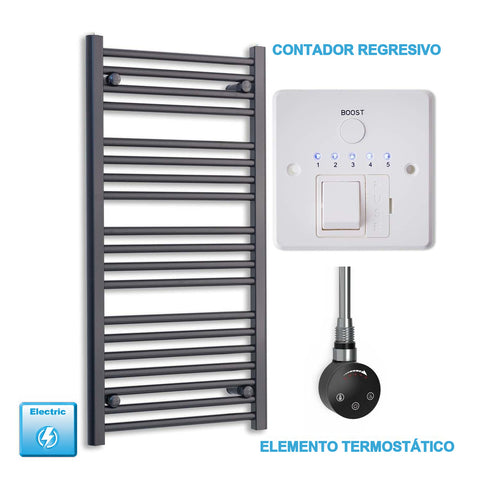 Radiador Toallero Eléctrico Negro 500mm Ancho - Precargado