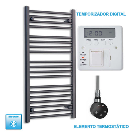 Radiador Toallero Eléctrico Negro 500mm Ancho - Precargado