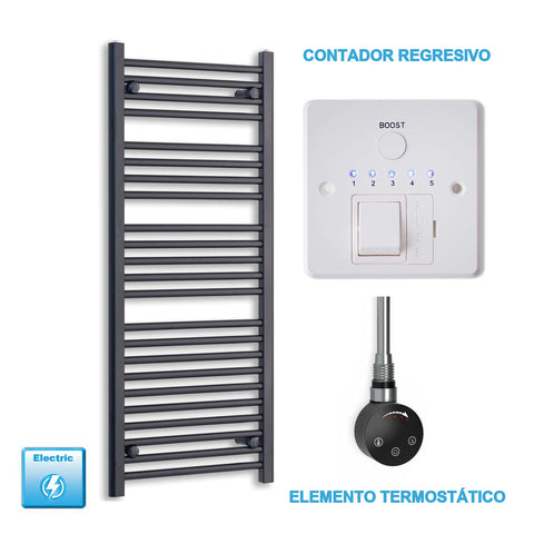 Radiador Toallero Eléctrico Negro 500mm Ancho - Precargado
