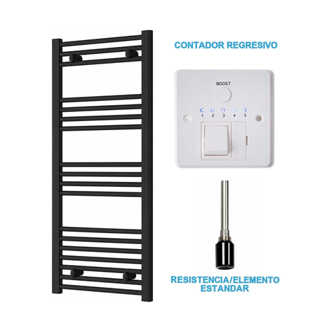 Radiador Toallero Eléctrico Negro 500mm de Ancho · Precargado