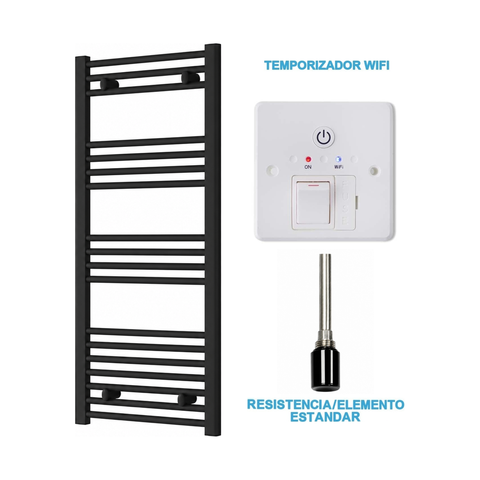 Radiador Toallero Eléctrico Negro 500mm de Ancho · Precargado