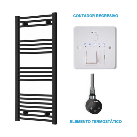 Radiador Toallero Eléctrico Negro 500mm de Ancho · Precargado