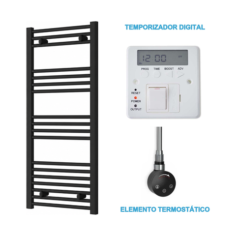Radiador Toallero Eléctrico Negro 500mm de Ancho · Precargado
