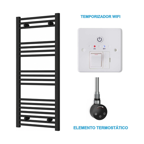 Radiador Toallero Eléctrico Negro 500mm de Ancho · Precargado