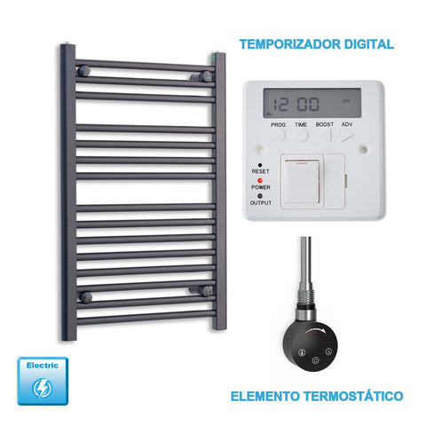 Radiador Toallero Eléctrico Negro 500mm Ancho - Precargado